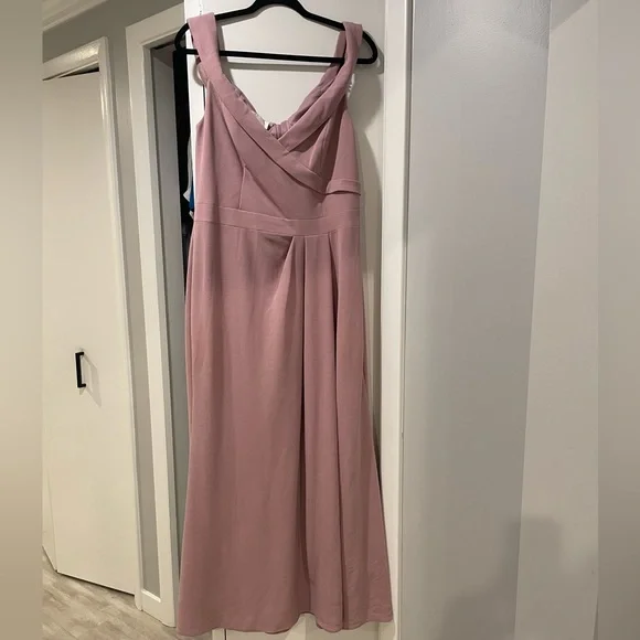 David’s Bridal excellent condition long off should pleated dress color quartz - Picture 1 of 5